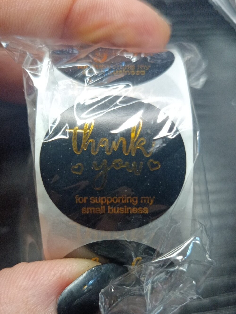 1500 Stickers Round 'Thank You' Sticker Rolls - Gold Foil Kraft Look - Picture 4 of 4